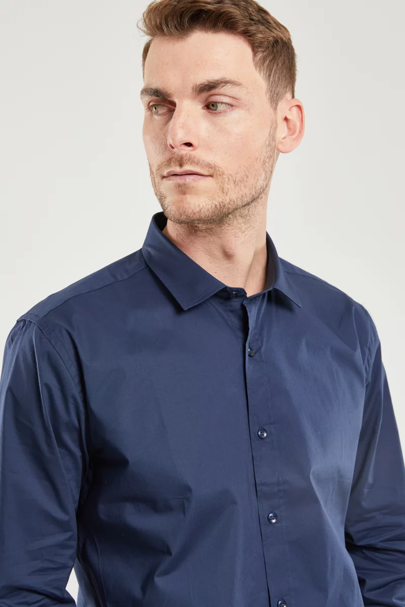 Chemise unie coupe ajustée - coton