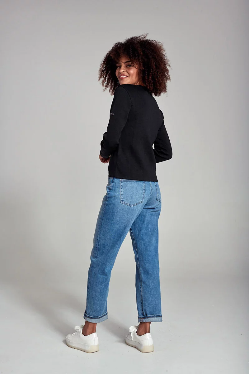 Cardigan col rond - Laine et acrylique | Noir