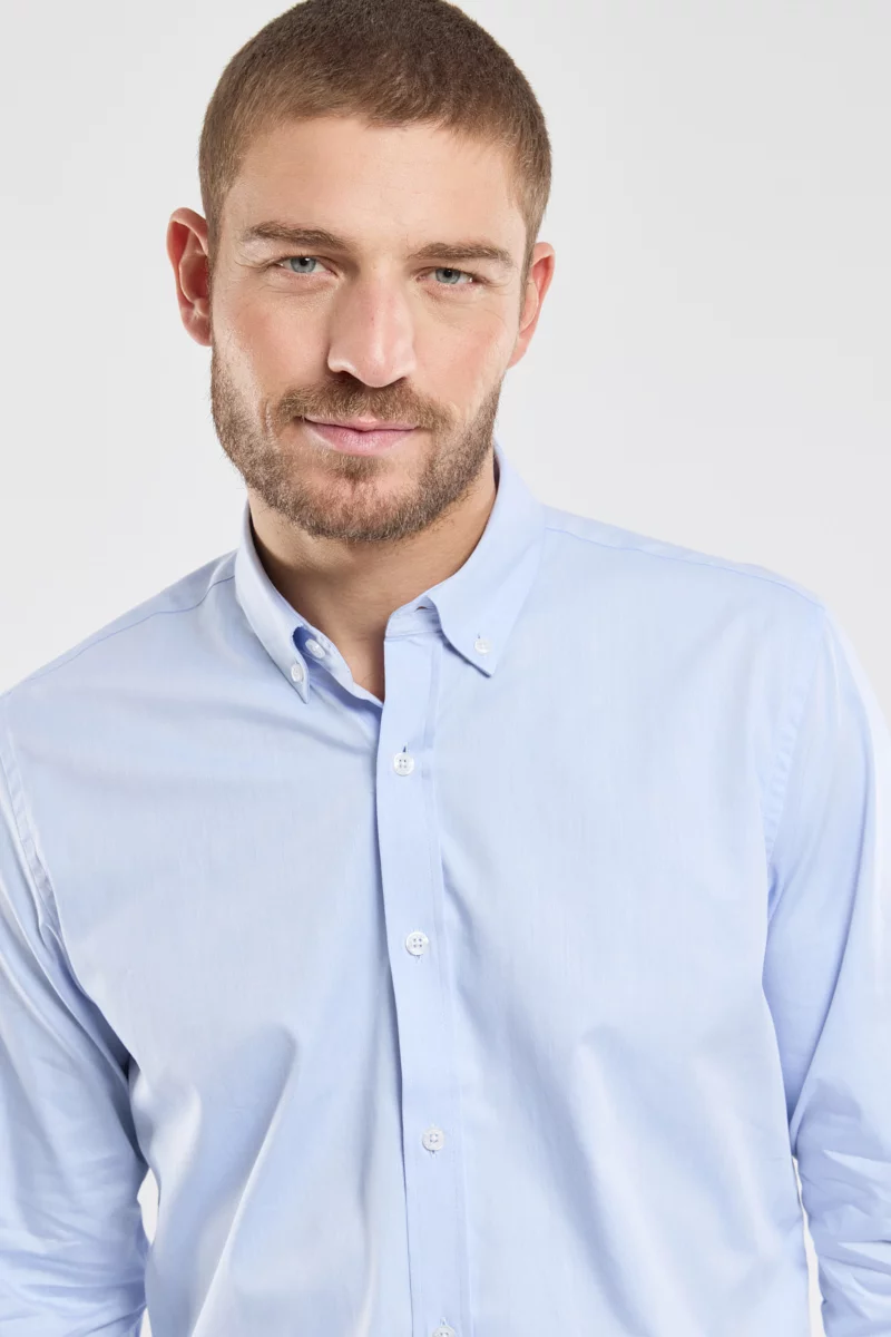 Chemise unie coupe droite - coton