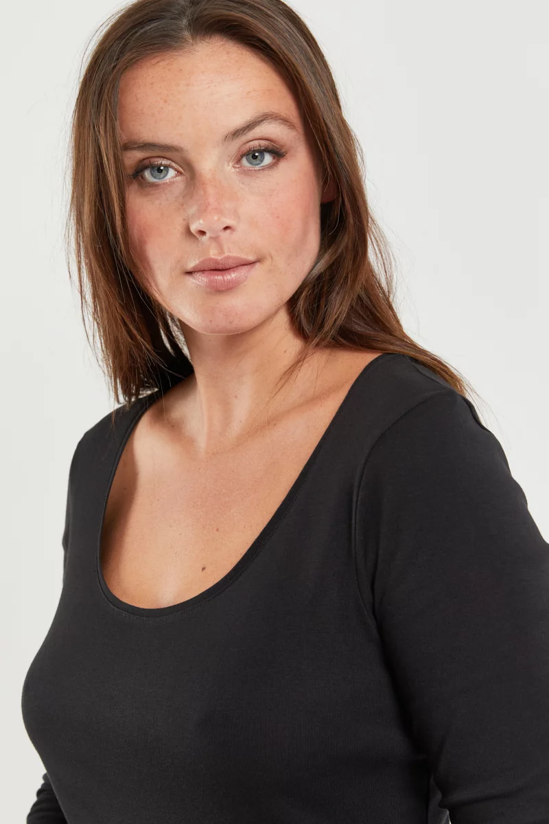 T-shirt manches longues - coton et kapok | Noir Intense