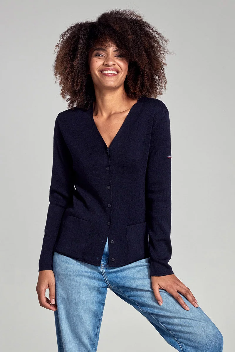 Cardigan col V - laine et acrylique | Rich Navy