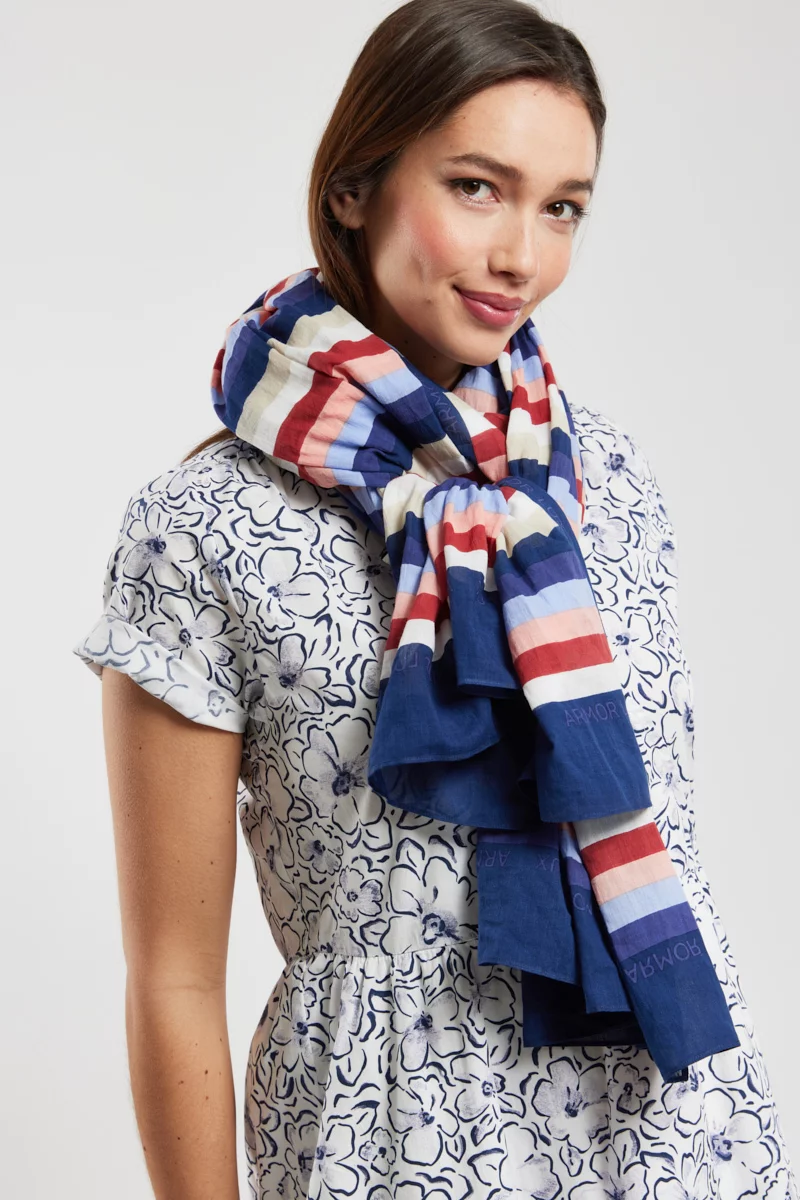 Foulard rayé - coton | Imprimé Rayé Skipper