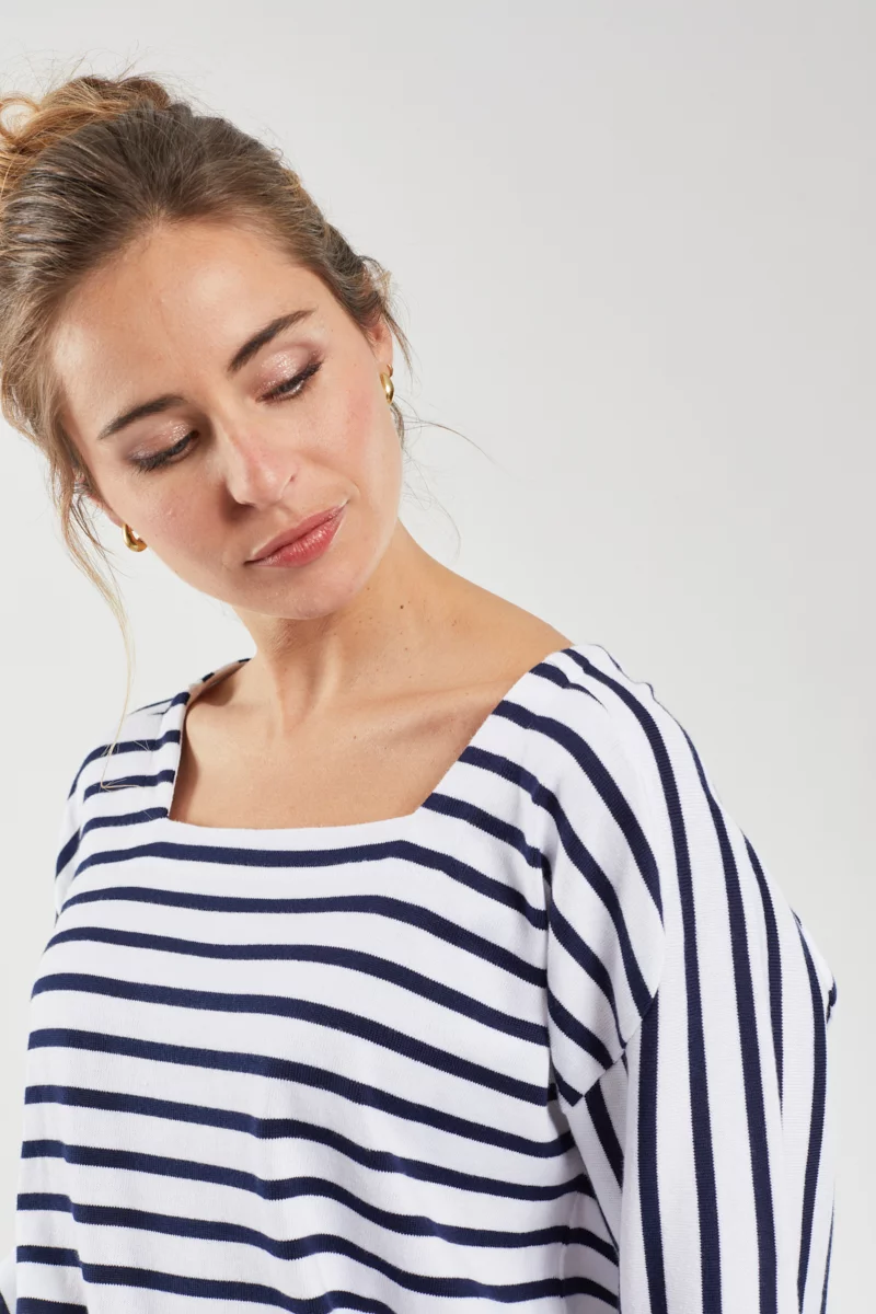 Marinière oversized manches marteau - coton léger