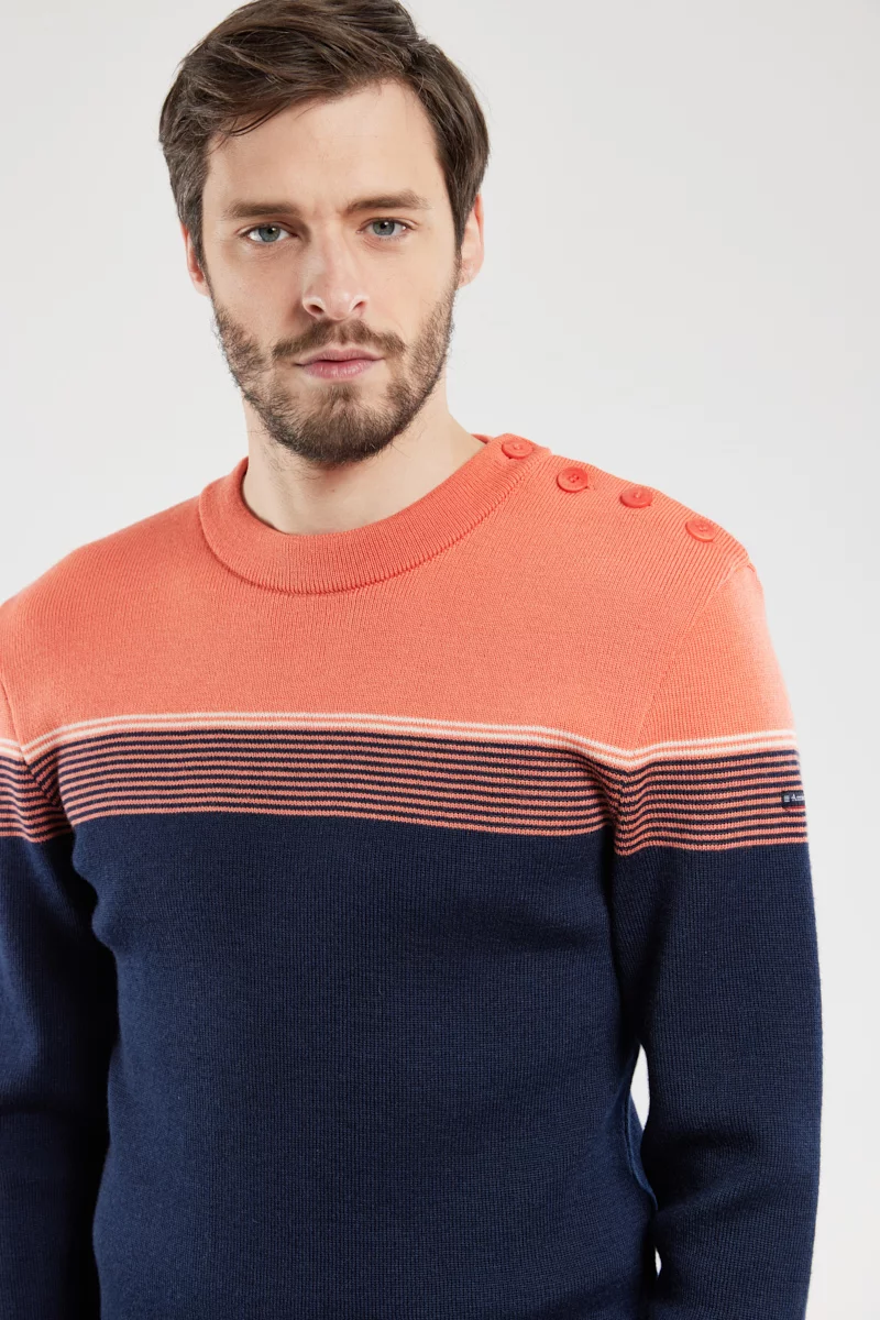 Pull marin bicolore - laine | Marine Deep/Coral/Milk