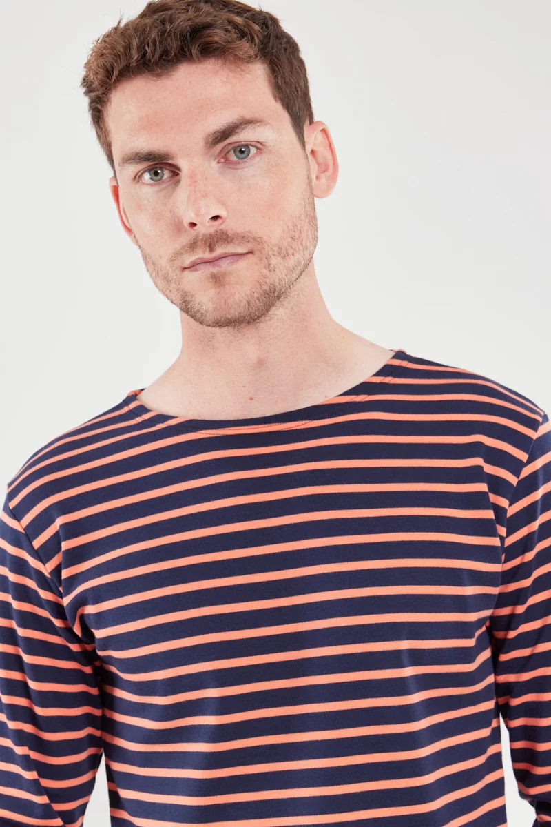 Marinière - coton épais | Marine Deep/Coral E24