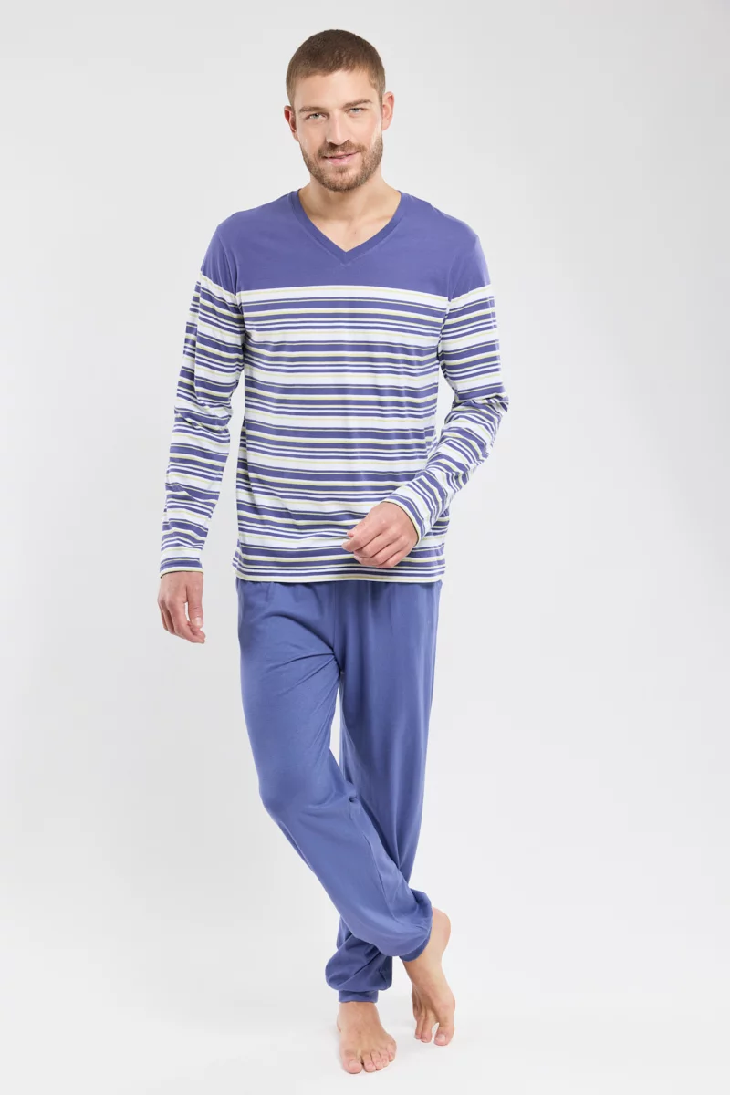 Pyjama rayé - coton léger | Skipper/Blanc/Banana
