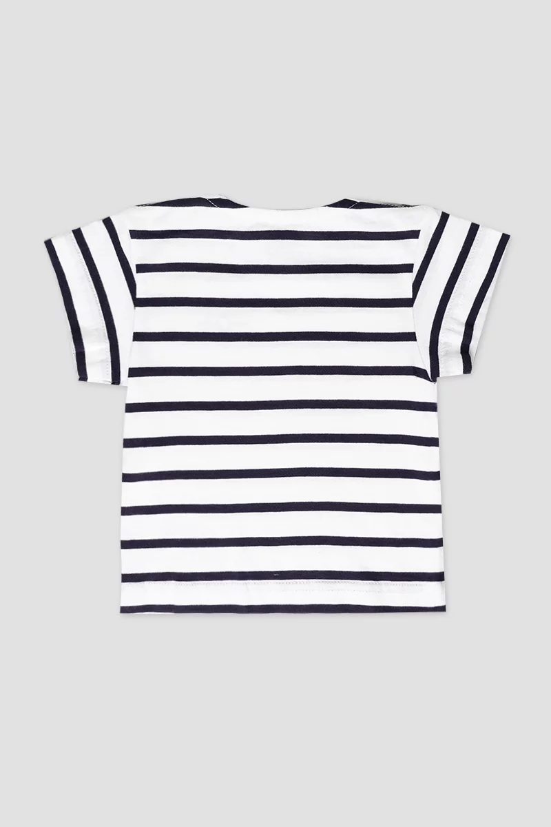 Marinière Baby - coton léger | Blanc/Navire