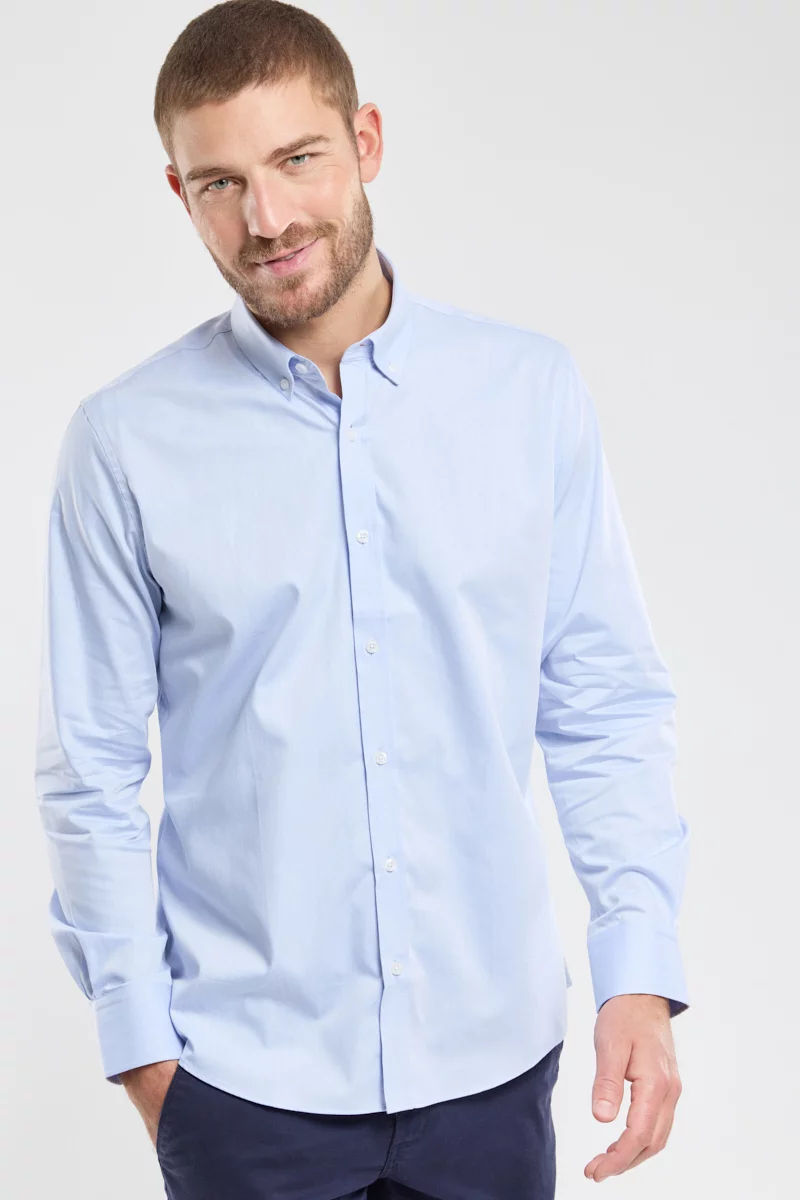 Chemise unie coupe droite - coton