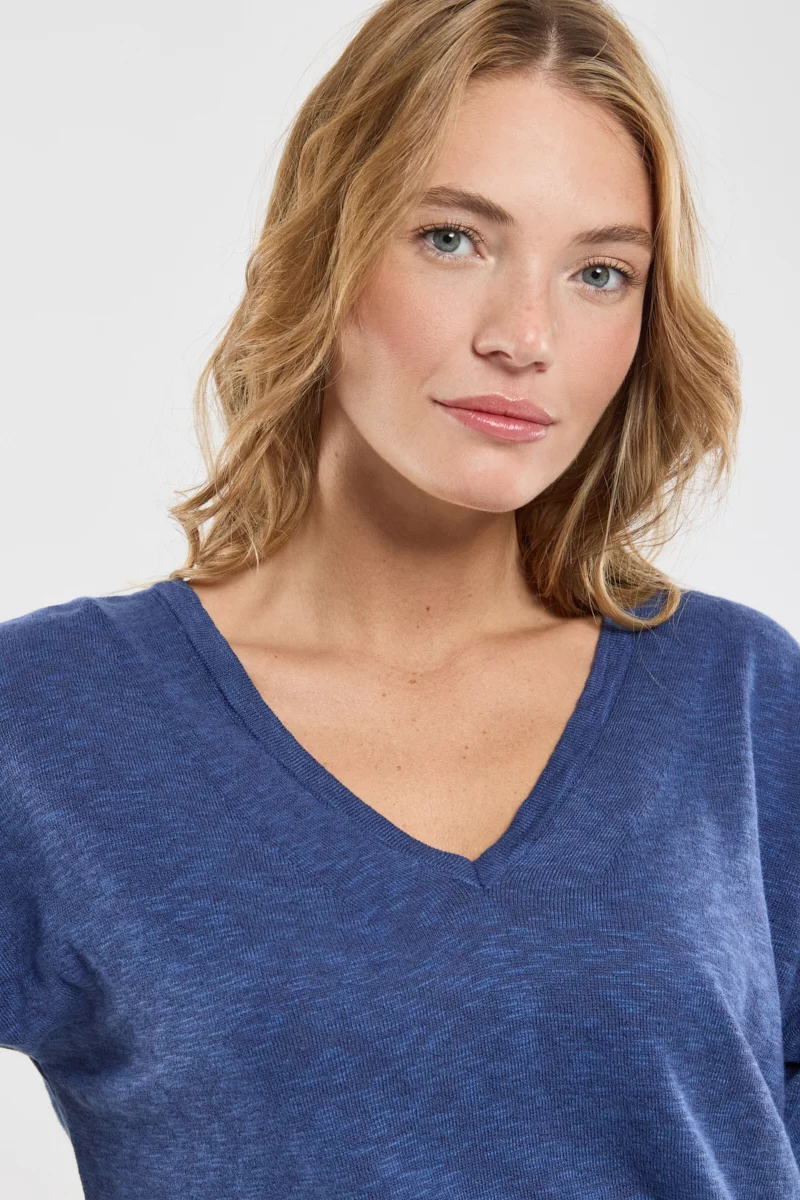 Pull léger Suzanne - lin et coton | Navy Blue