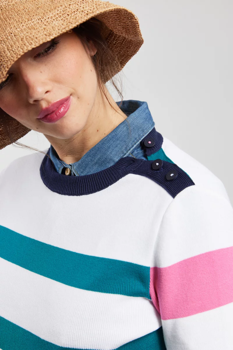 Pull marin color block - coton