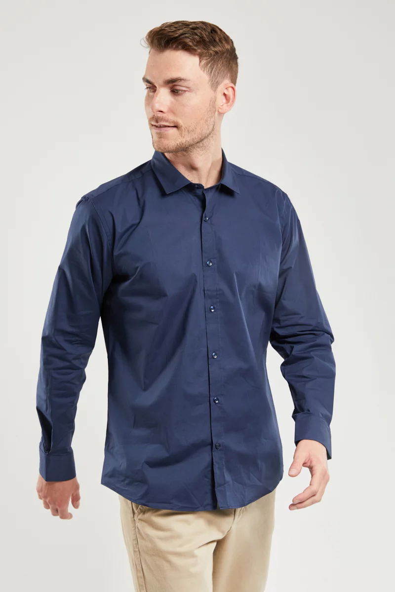 Chemise unie coupe ajustée - coton