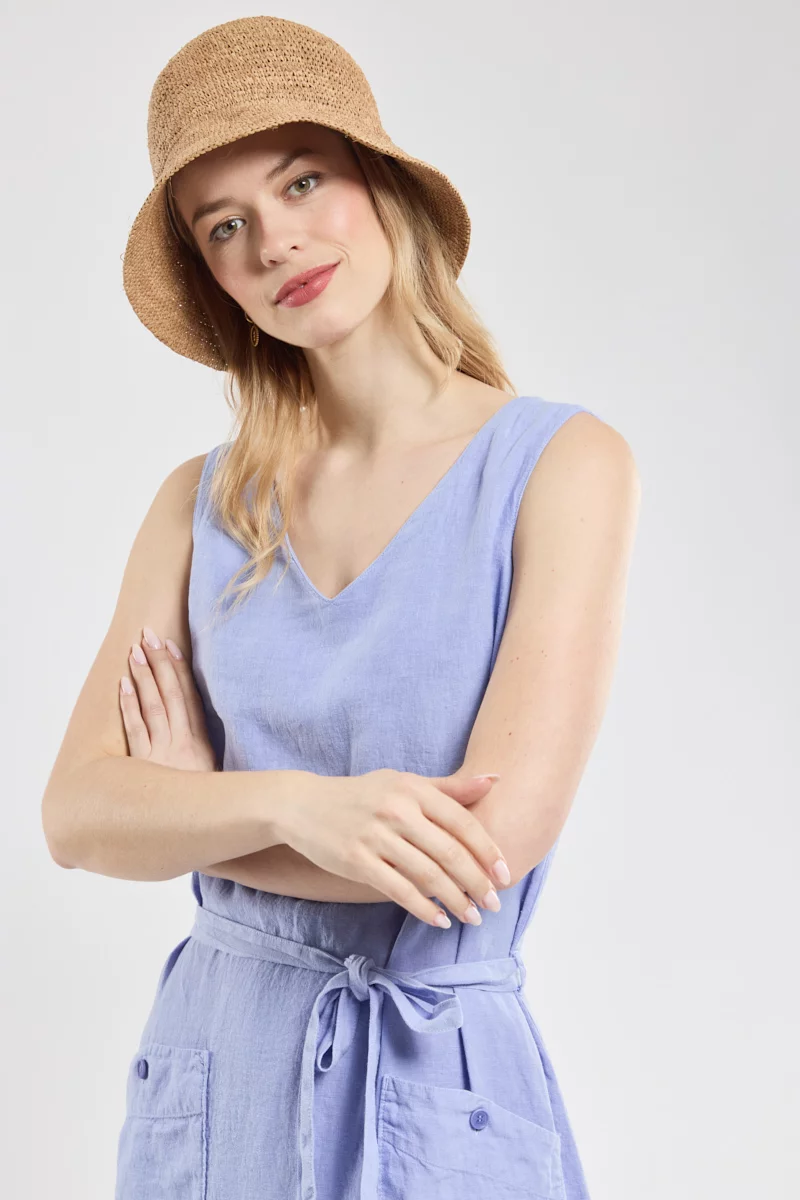 Robe sans manche - lin | Bleu lavande E24