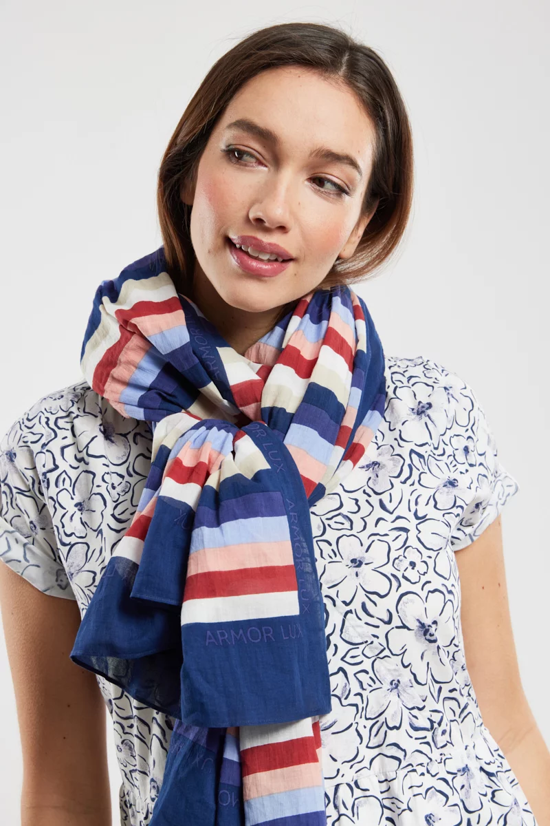 Foulard rayé - coton | Imprimé Rayé Skipper