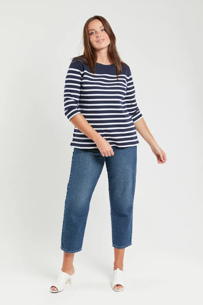 Marinière - maille indémaillable | Rich navy/Blanc