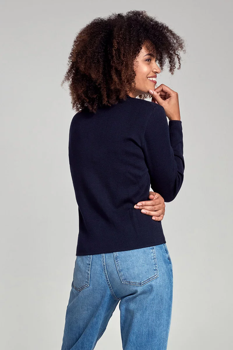 Cardigan col rond - Laine et acrylique | Rich Navy