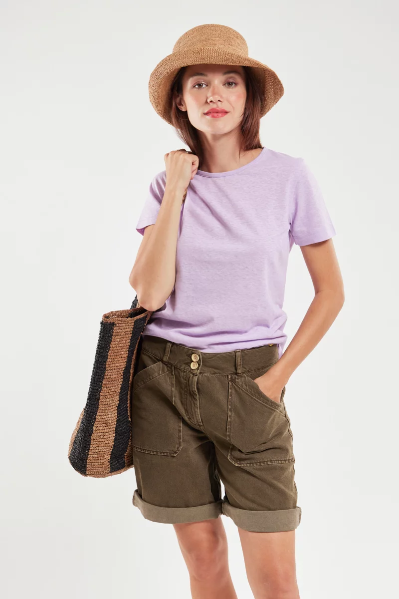 T-shirt uni - coton et lin | Delfinium