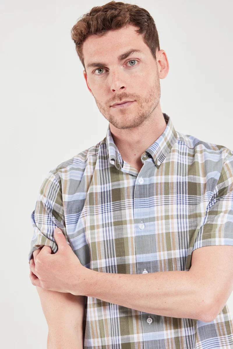 Chemise manches courtes - coton | Ecossais Pagoda