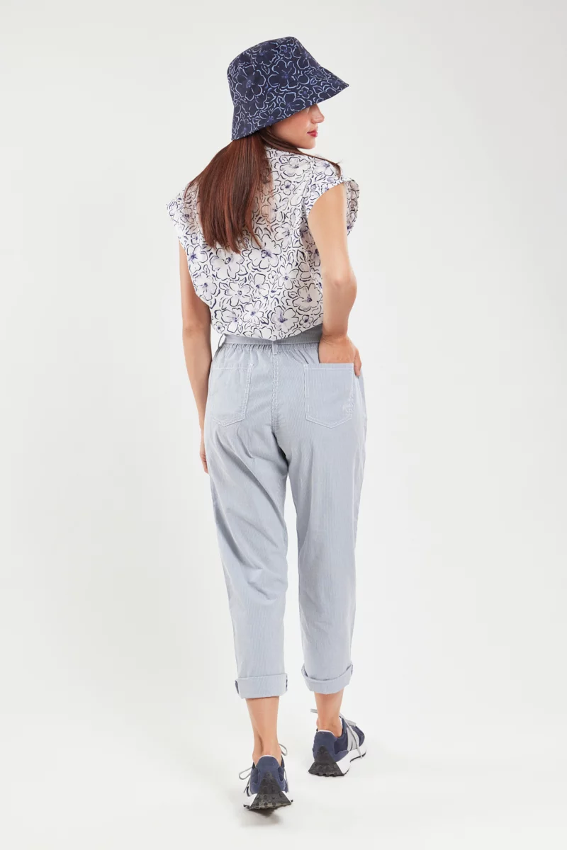 Pantalon taille élastique - coton | Eventide/Blanc