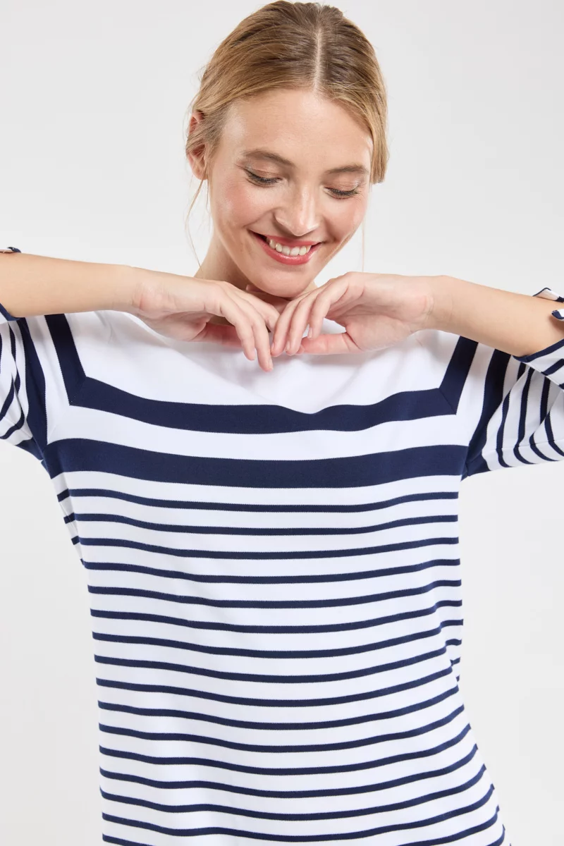 Robe rayée manches 3/4 - coton épais