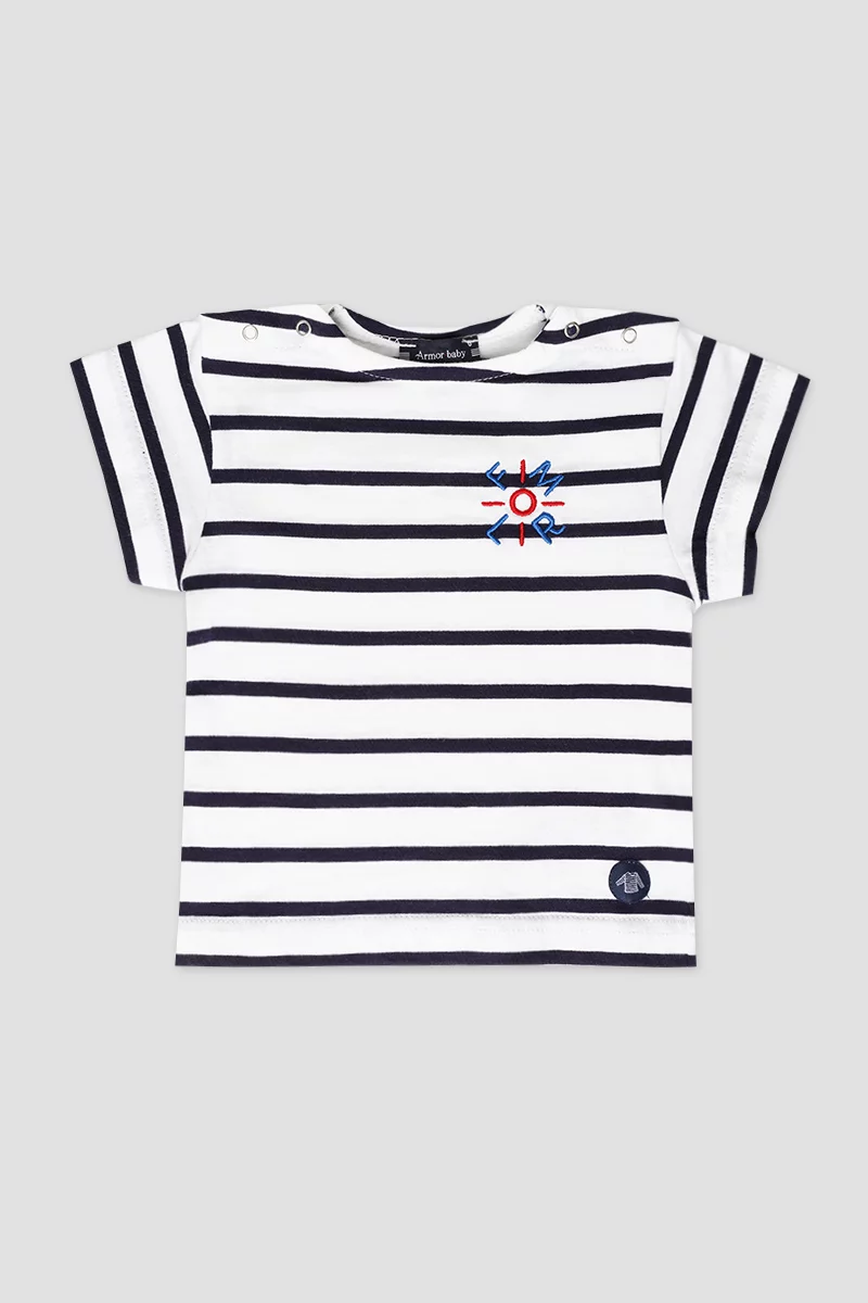 Marinière Baby - coton léger | Blanc/Navire