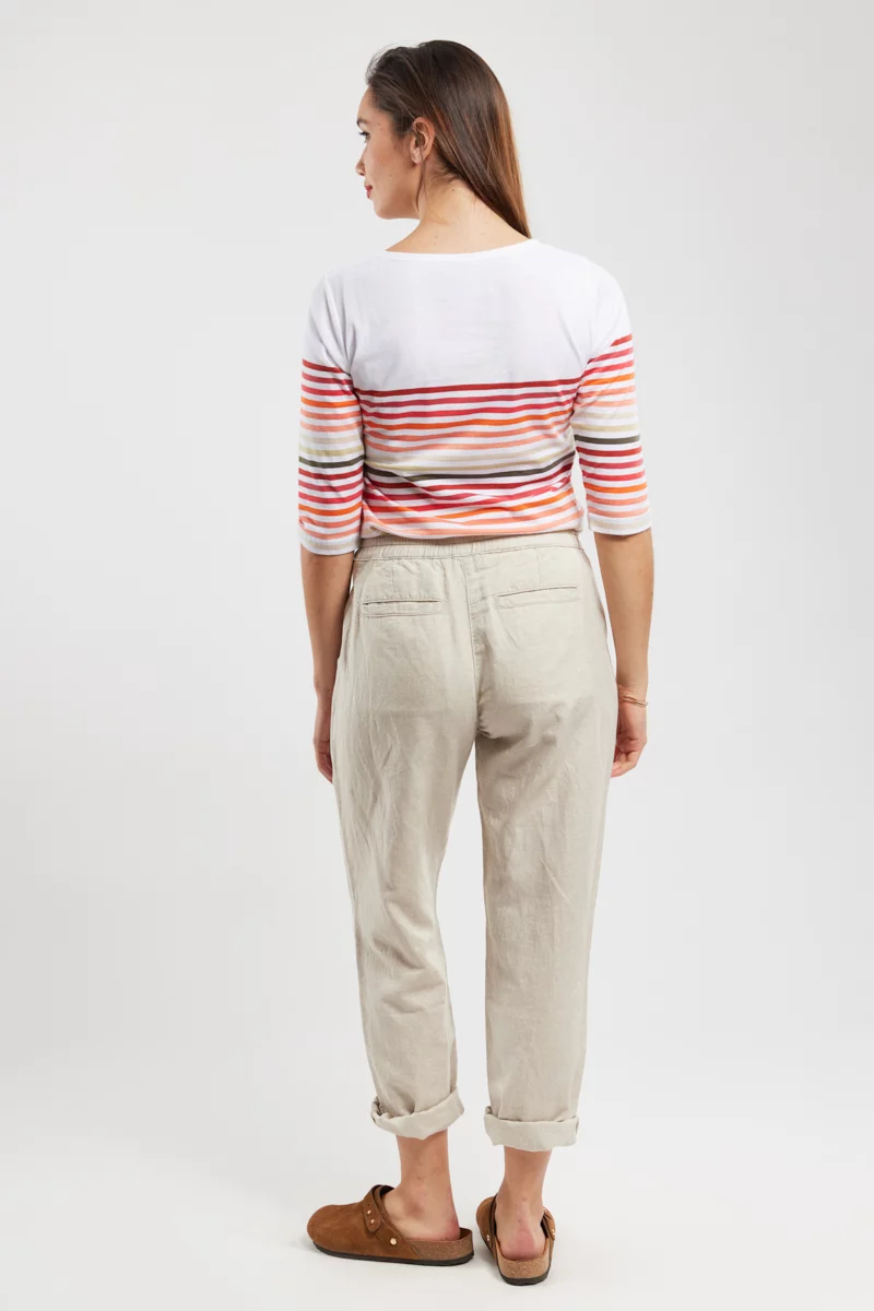 Pantalon taille élastique - coton et lin