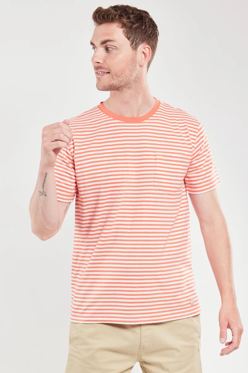 T-shirt rayé - coton et lin | Coral E24 /Nature