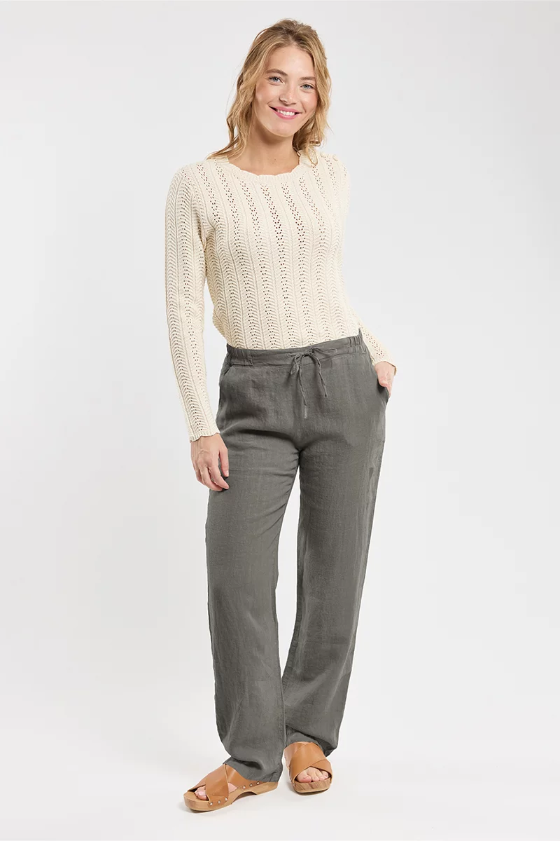 Pantalon taille élastique - lin | Caccia