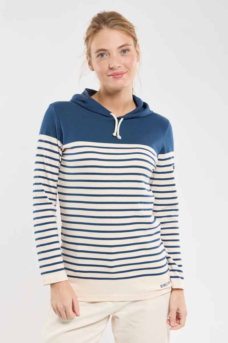 Marinière à capuche - coton épais | Scozia/Marmo