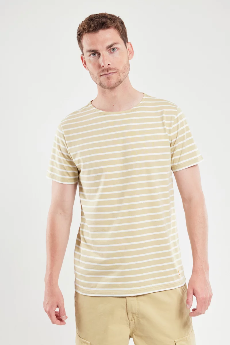 Marinière manches courtes - coton léger | Pale Olive/Milk