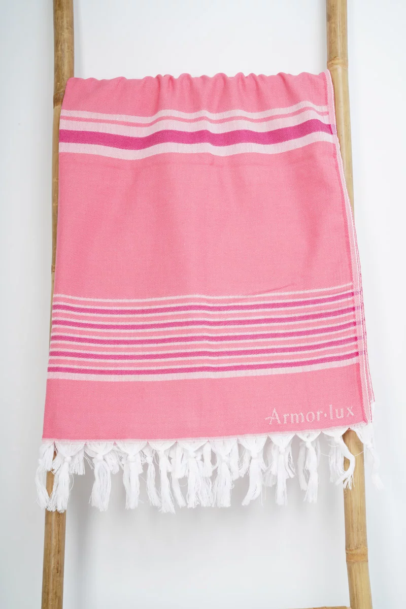 Fouta 100 x 180 cm | Fury/Géranium/Blanc