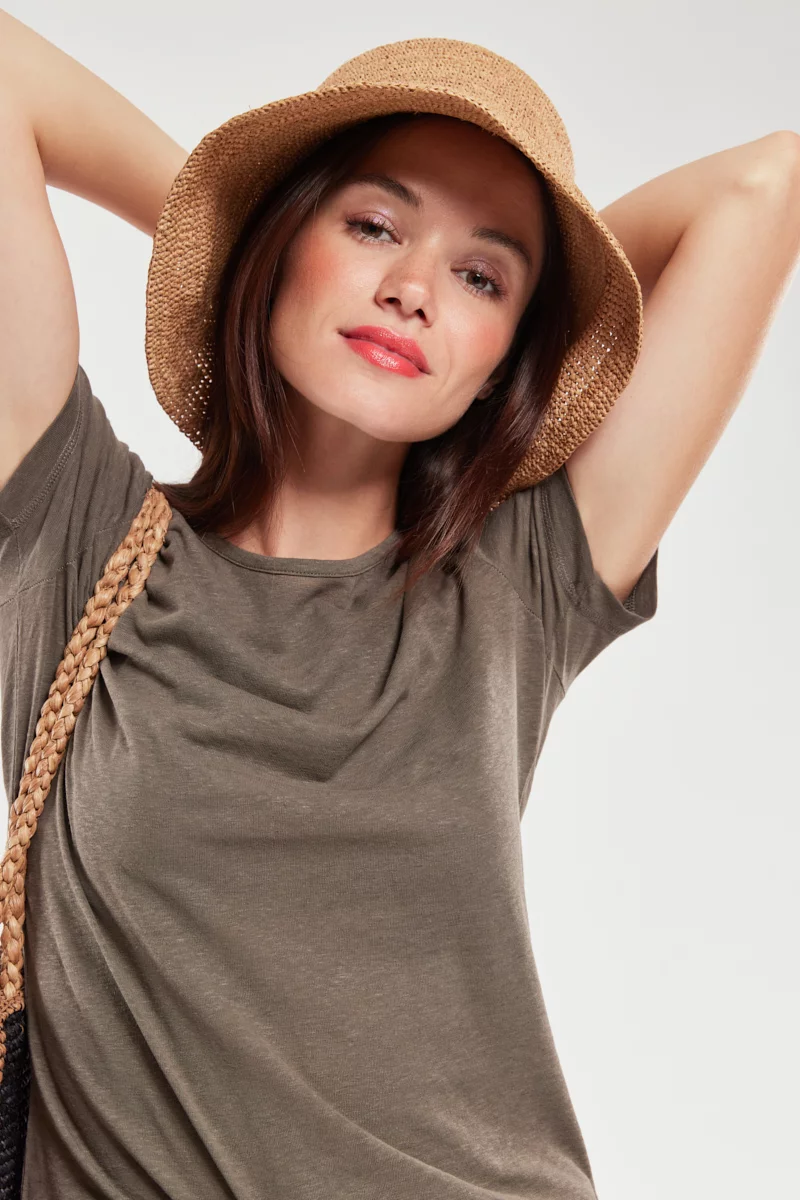 T-shirt uni - coton et lin | Caccia