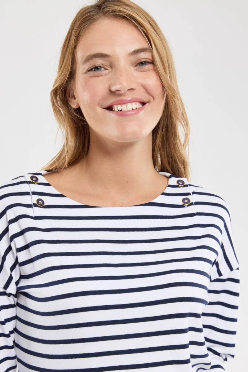 Marinière plastron boutonné - coton léger