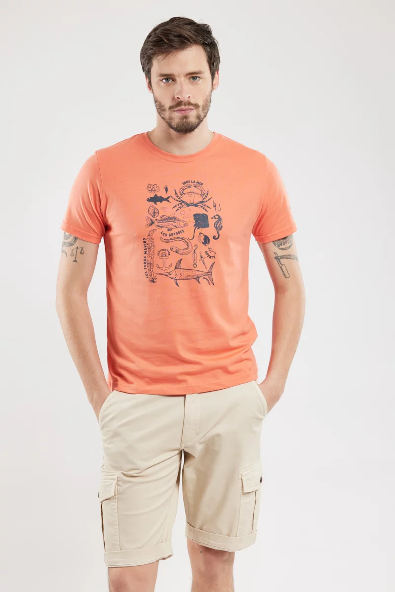T-shirt sérigraphié - coton léger | Curiosité/Coral e24