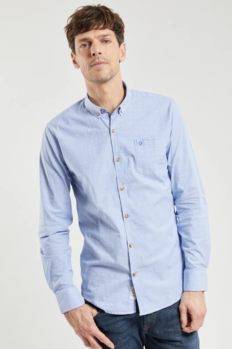Chemise fines rayures EDGAR coupe droite - coton