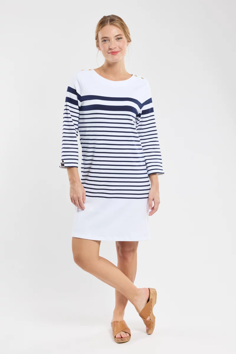 Robe rayée manches 3/4 - coton épais