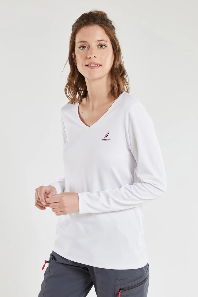 T-shirt manches longues COLMAN - polyester recyclé | BLANC