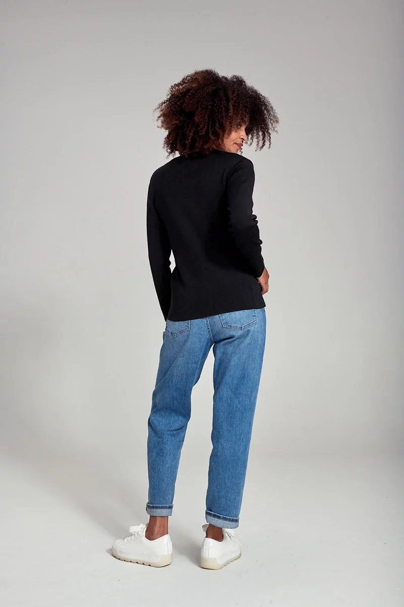 Cardigan col V - laine et acrylique | Noir