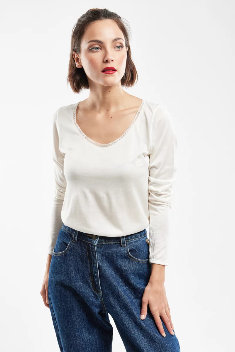 T-shirt manches longues - soie