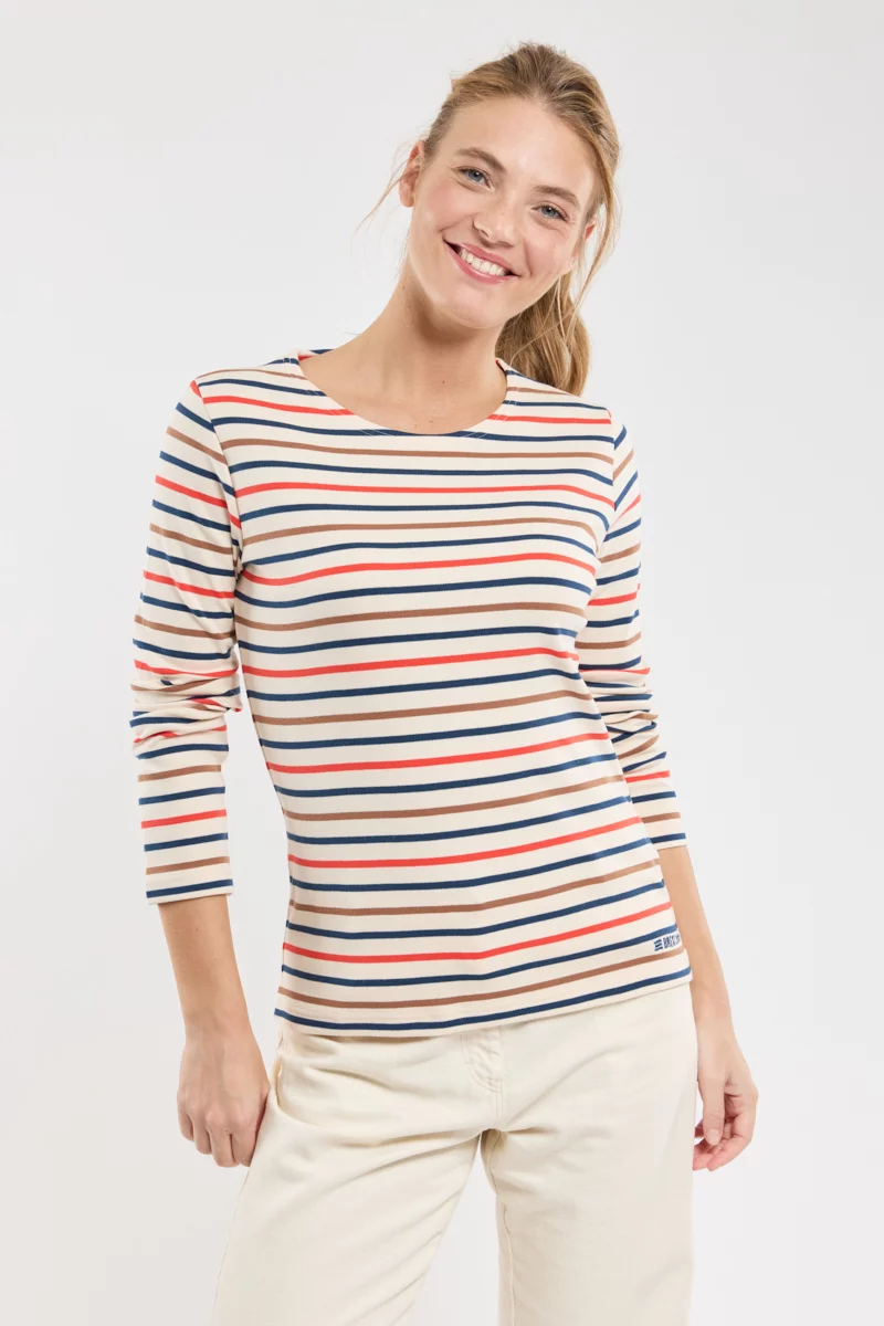 Marinière tricolore - Femme | Marmo/Scozia/Pompom/Oak