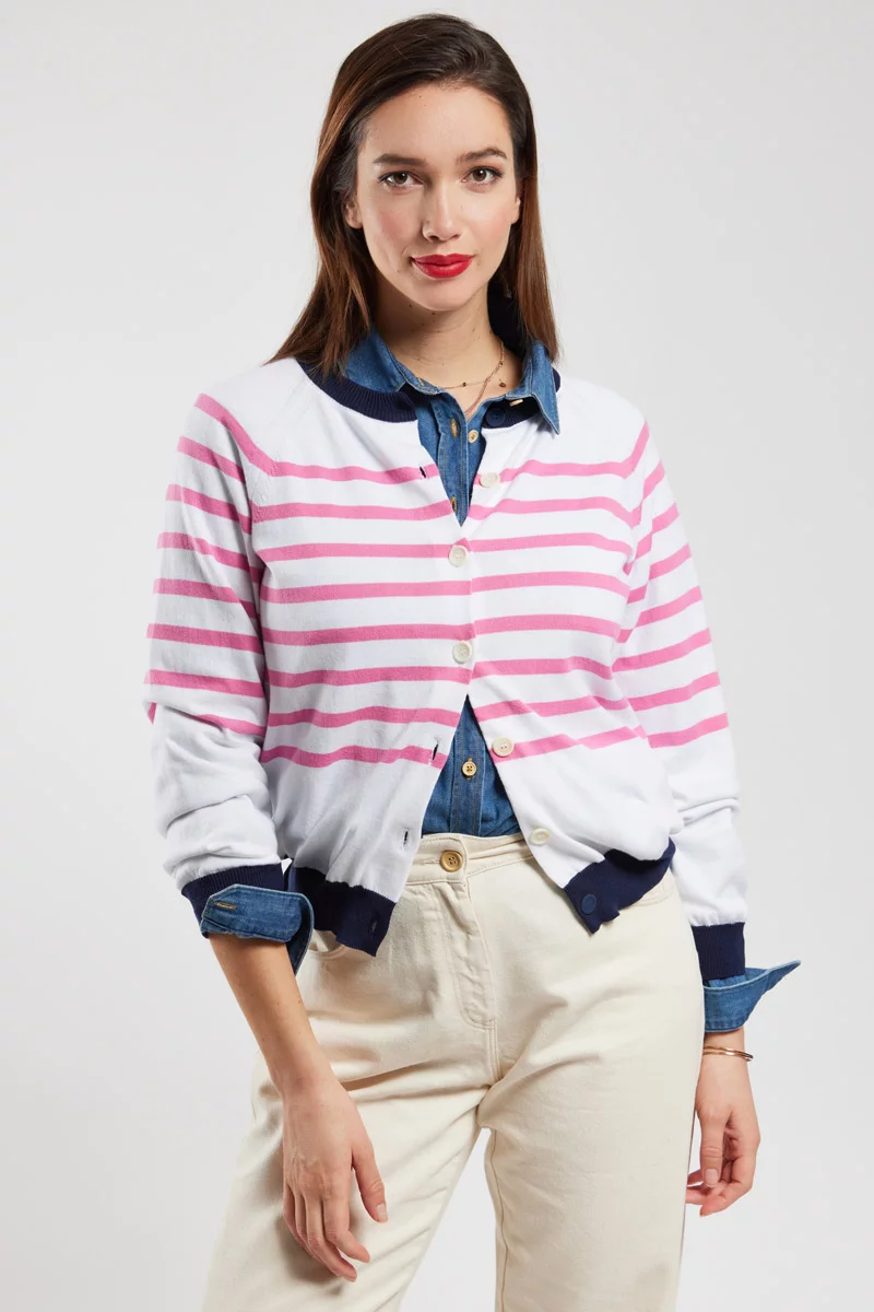 Cardigan rayé - coton