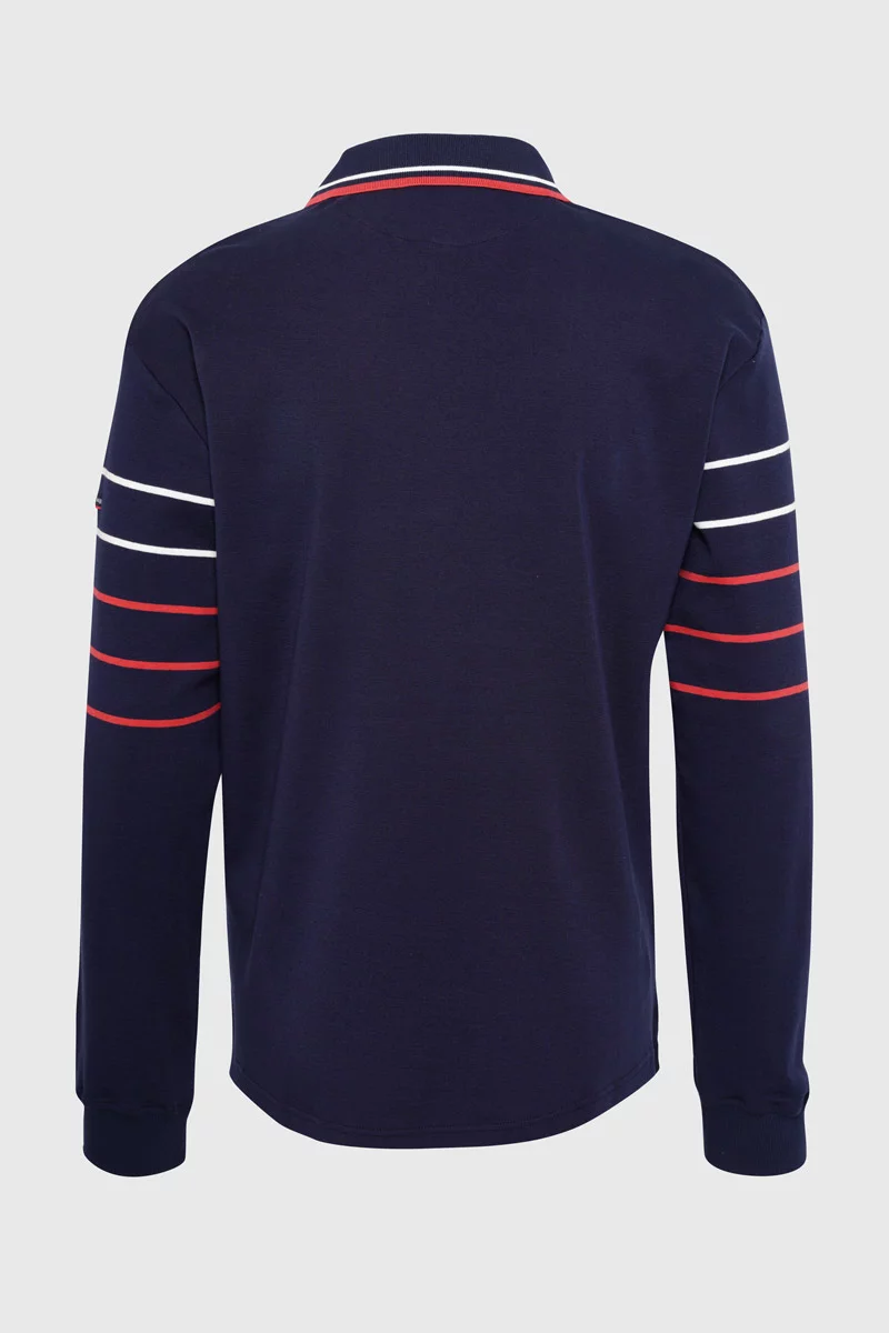 Polo manches longues - coton | Marine Deep/Cardinal/Milk