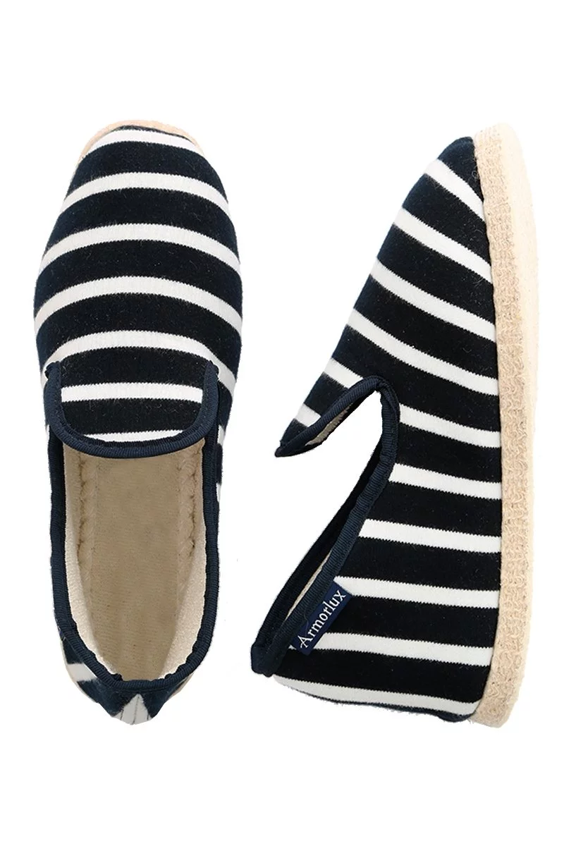 Chaussons rayés du 37 au 43 - coton | Rich navy/Blanc