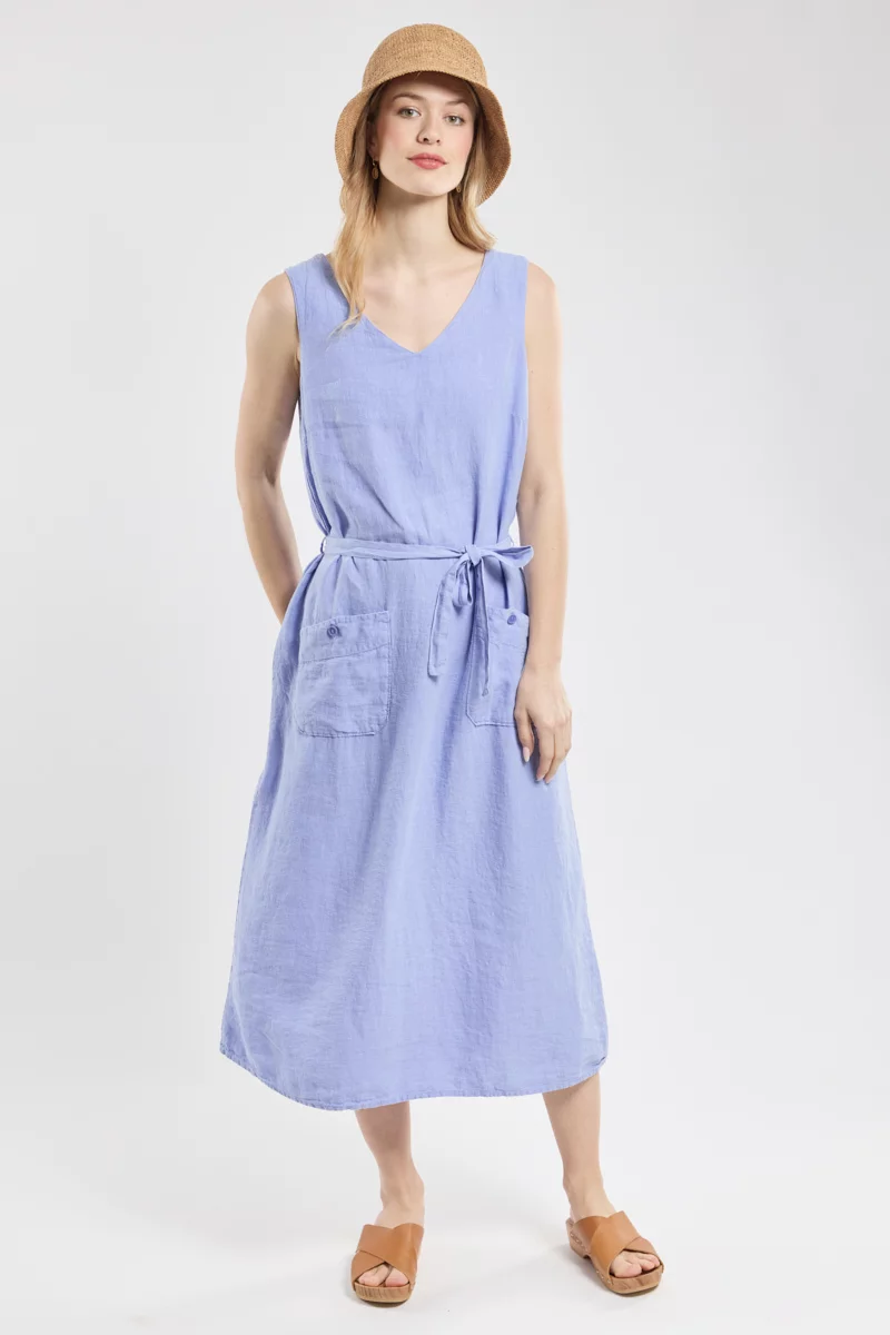 Robe sans manche - lin | Bleu lavande E24