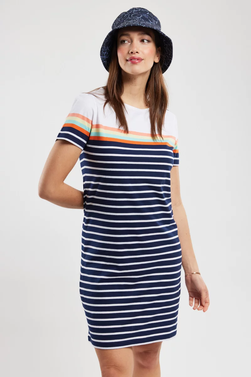 Robe rayée - coton léger | Seal/Bl/Flame/AquaS/ElfinY