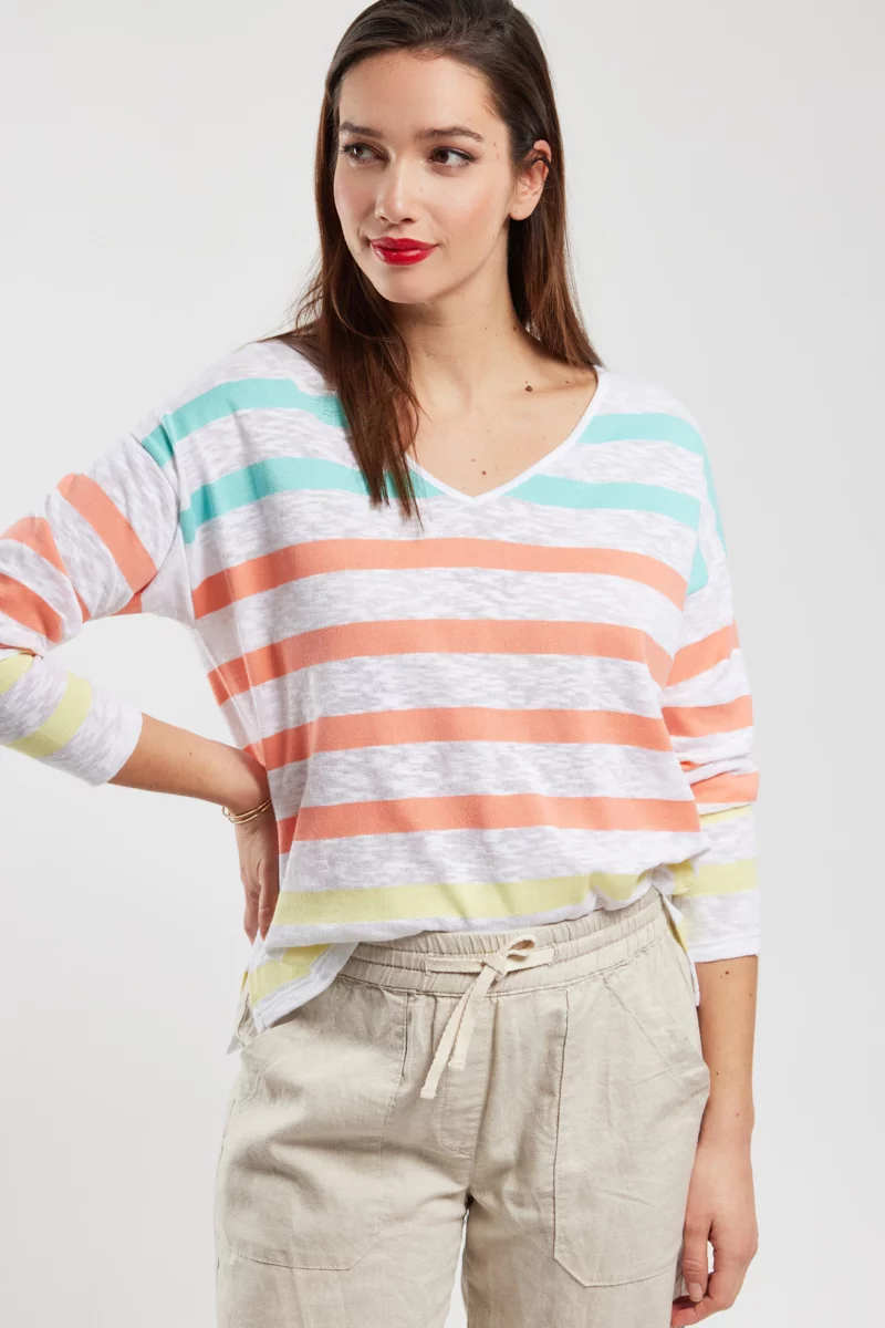 Marinière coupe oversized - coton flammé