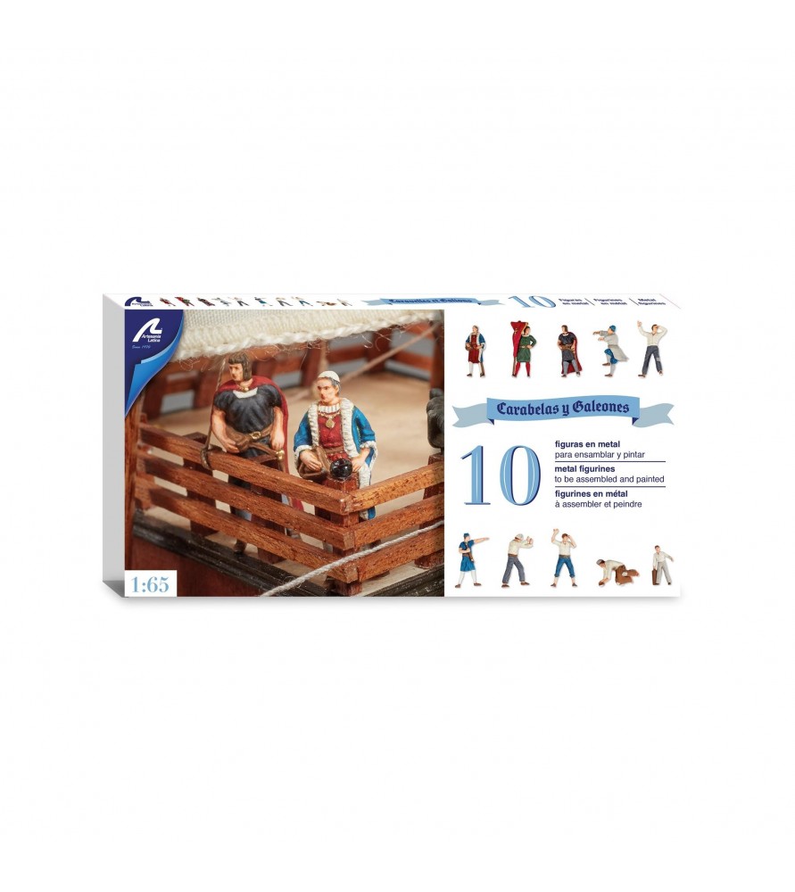 Set of 10 Metal Figurines for Caravels and Galleons