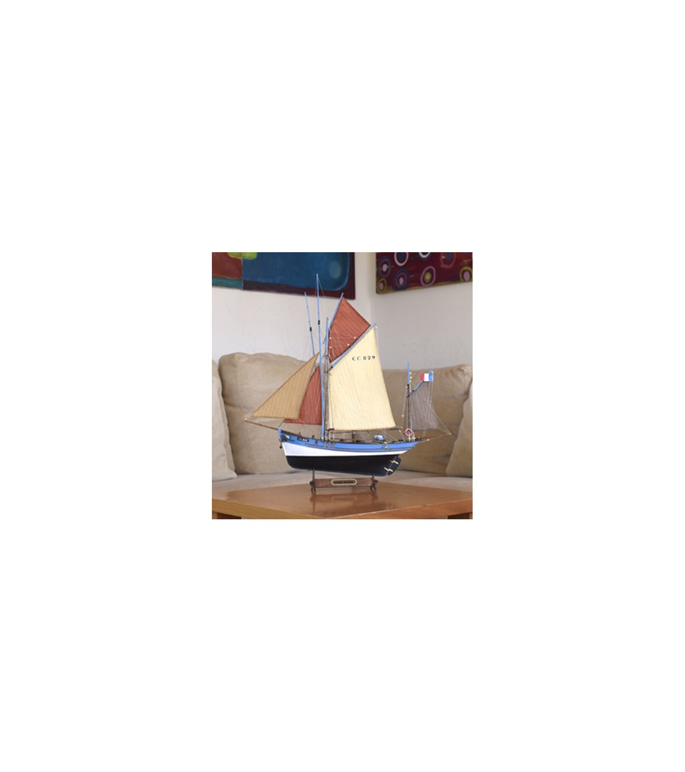 Gift Pack with Ship Model, Paints and Tools: Tuna Boat Marie Jeanne
