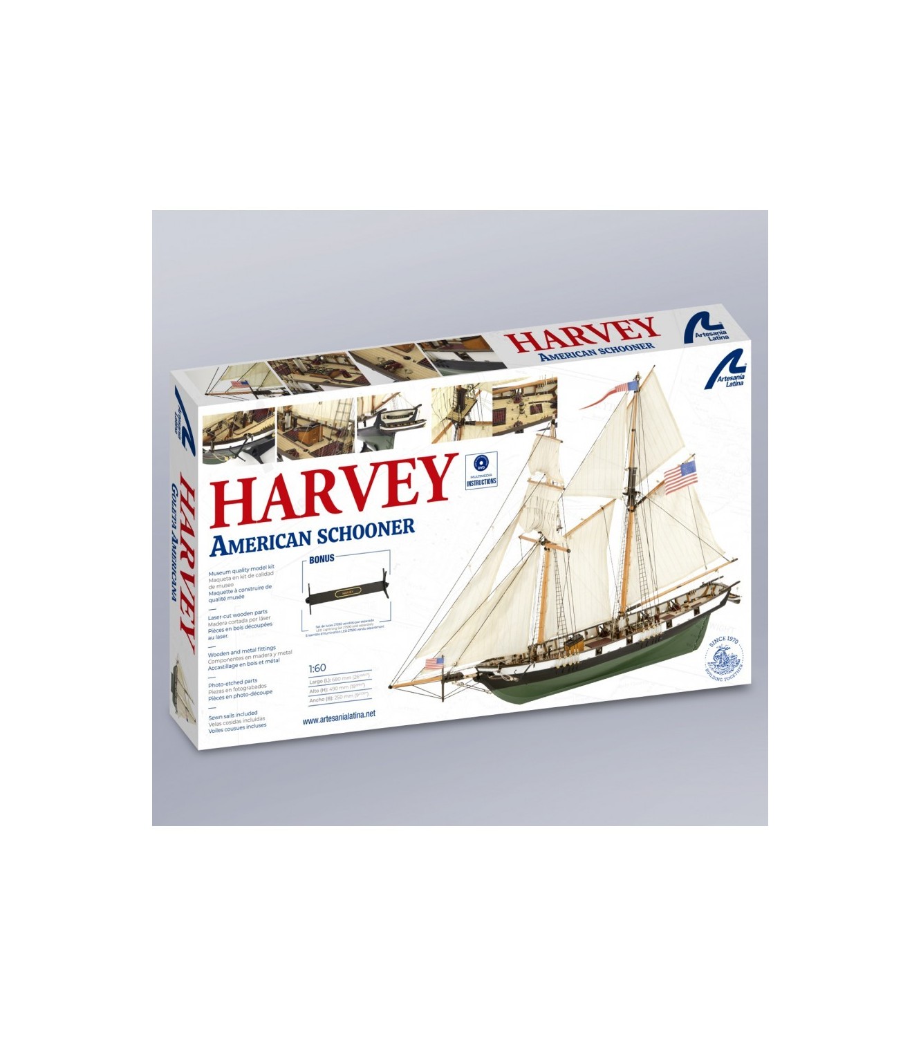 American Schooner Harvey 1:60. Wooden Model Ship Kit