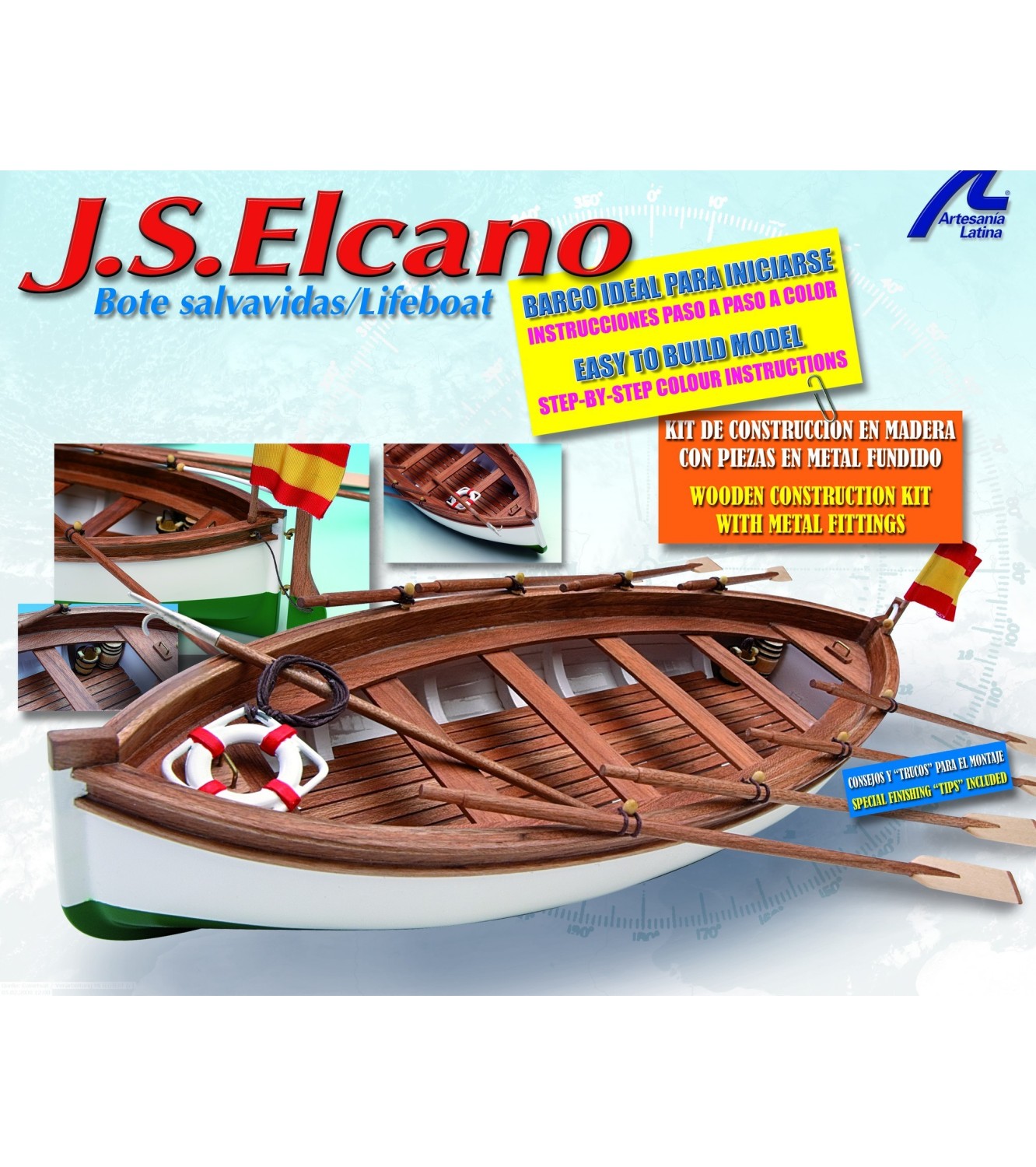 Lifeboat of Spanish Training Ship Juan Sebastian Elcano. 1:35 Wooden Model Ship Kit