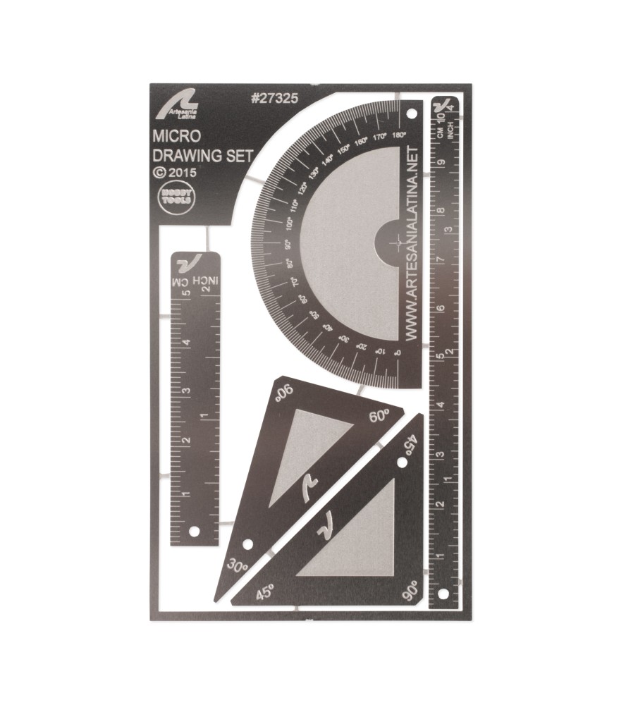 Micro Drawing Set for Modeling: Rulers, Triangles & Protractor